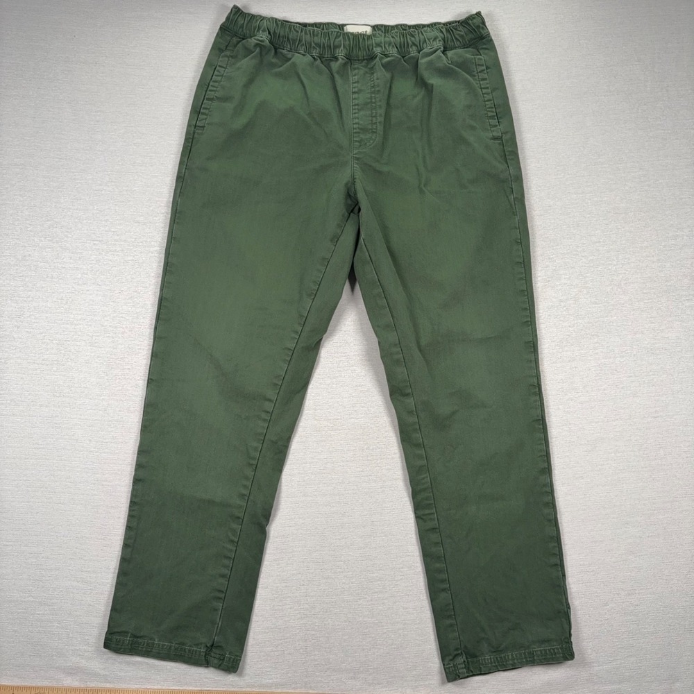 Pact Woven Twill Roll Up Pants Mens Size XL Green Cotton Elastane Pull On